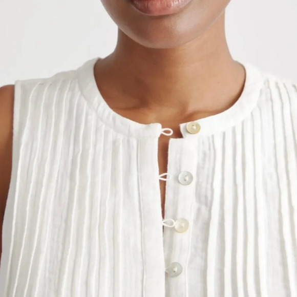 Quince 100% Organic Cotton Gauze Sleeveless Swing Dress Ivory Size Large - Picture 3 of 15